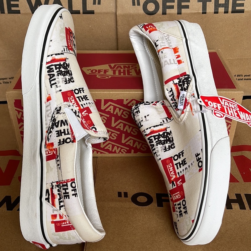Vans Men’s Classic Slip On Packing Tape Blackdbl/Classic True White sneakers - Picture 12 of 16